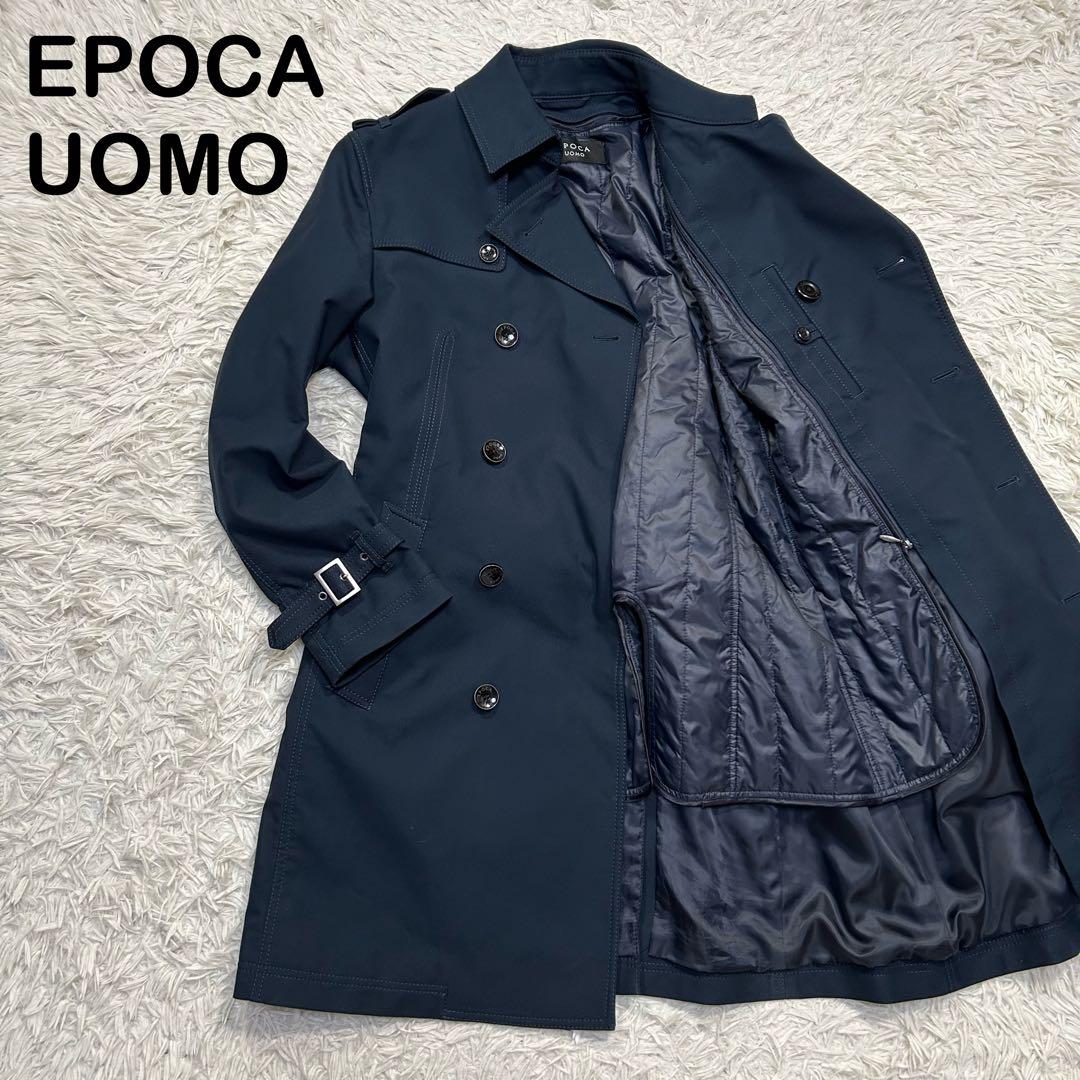 エポカウォモ トレンチコート ダブルブレスト ネイビー【M】ライナー付 三陽商会