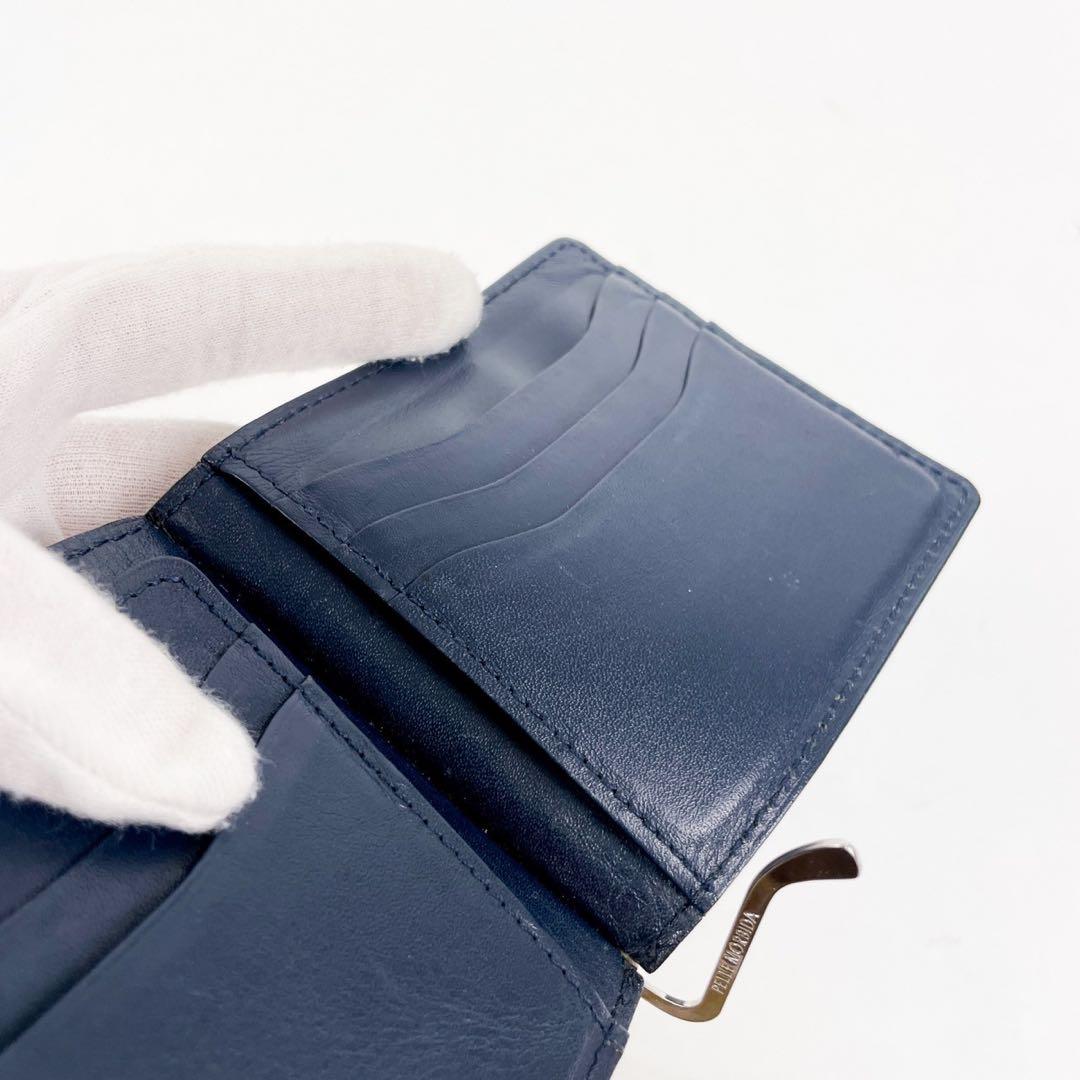 ✨美品✨ペッレモルビダ　マネークリップ　折り財布　日本製　ネイビー