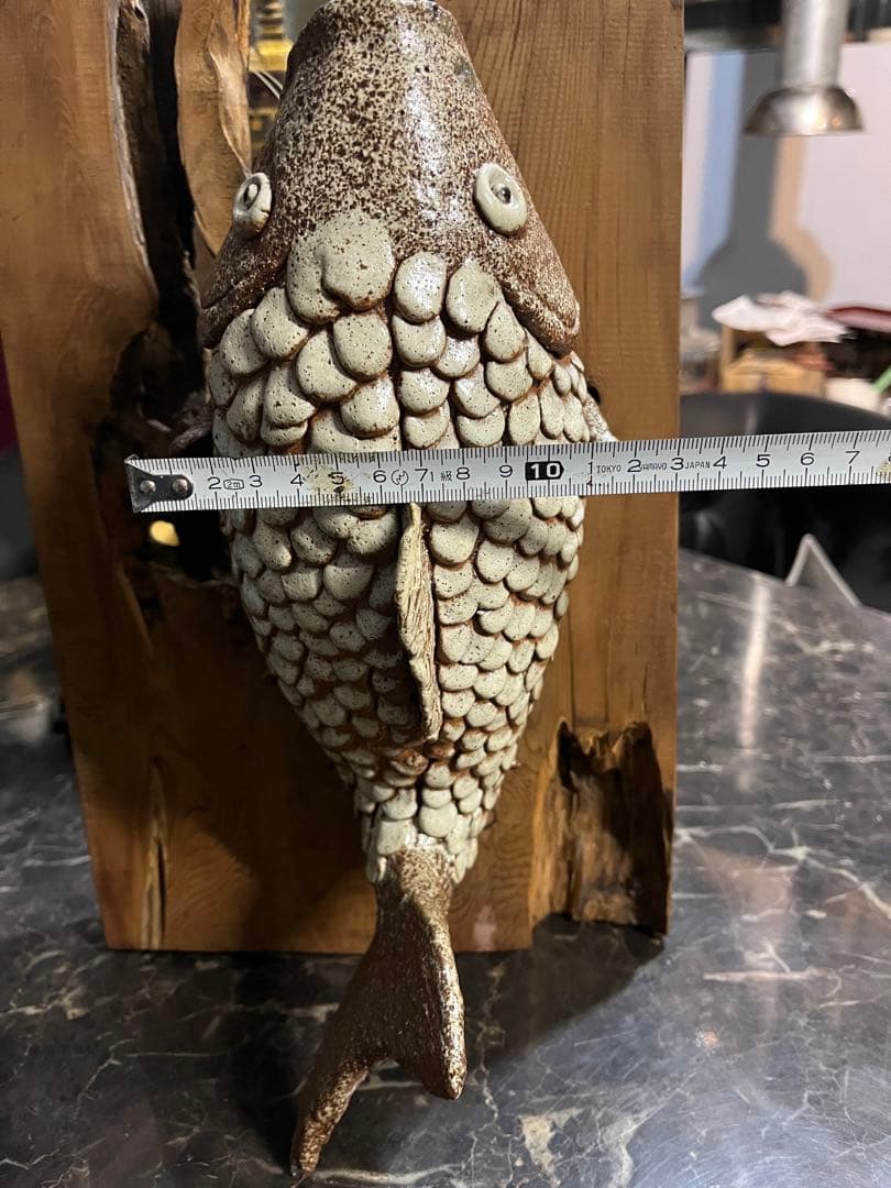 陶器魚の壁掛け、陶器壁掛け飾り、一輪挿し、陶器魚の置き物、一点物陶器魚