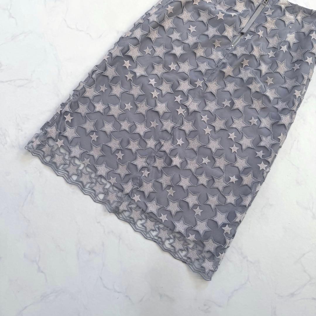 ANAYI アナイ　スターエンブロイダリーＡライン　スカート　星　刺繍　36