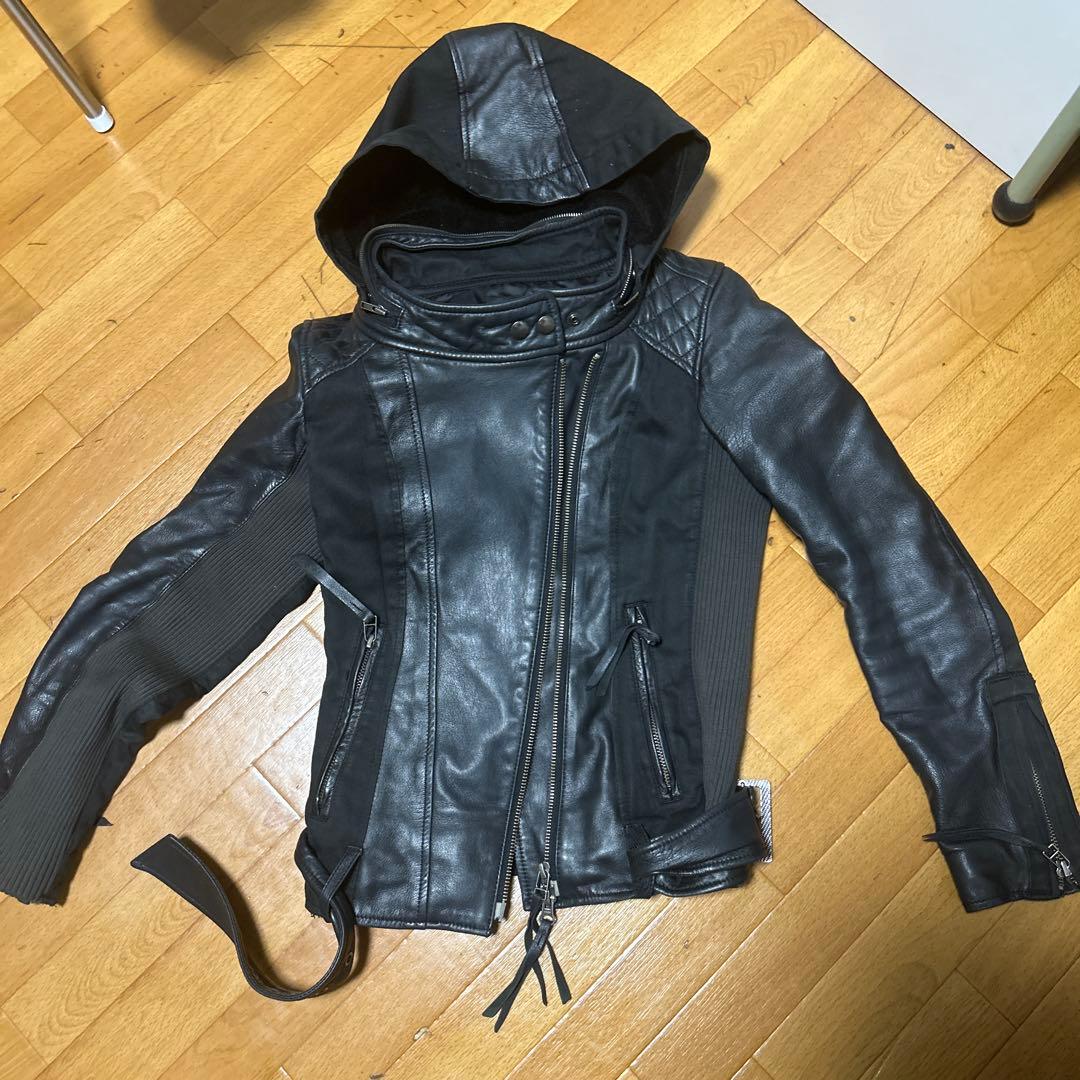 5351pourlesfemmesフード付きレザージャケットarchive