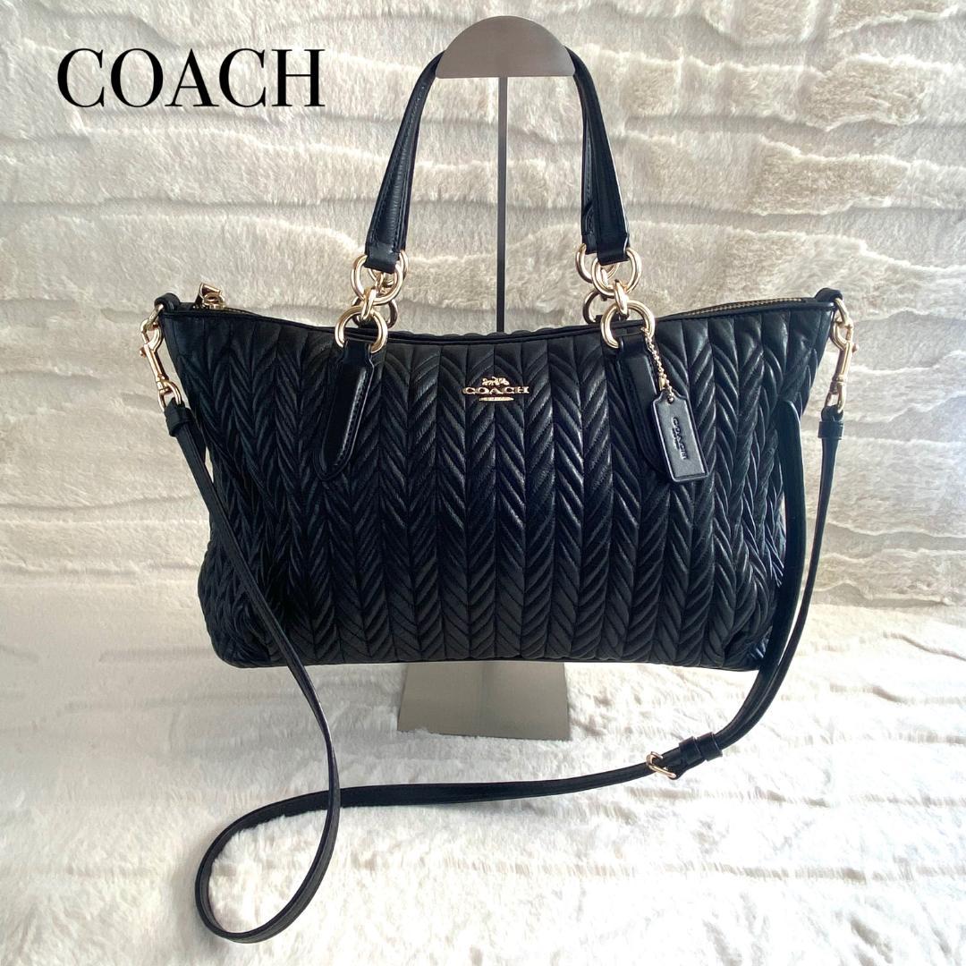 【良品】 COACH コーチ 2WAY レザー トートバッグ ゴールド金具