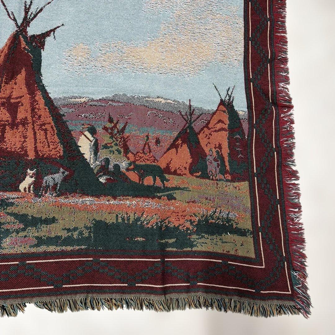 絵画風　インディアン　マルチカバー　ソファーカバー　ラグ 123x175