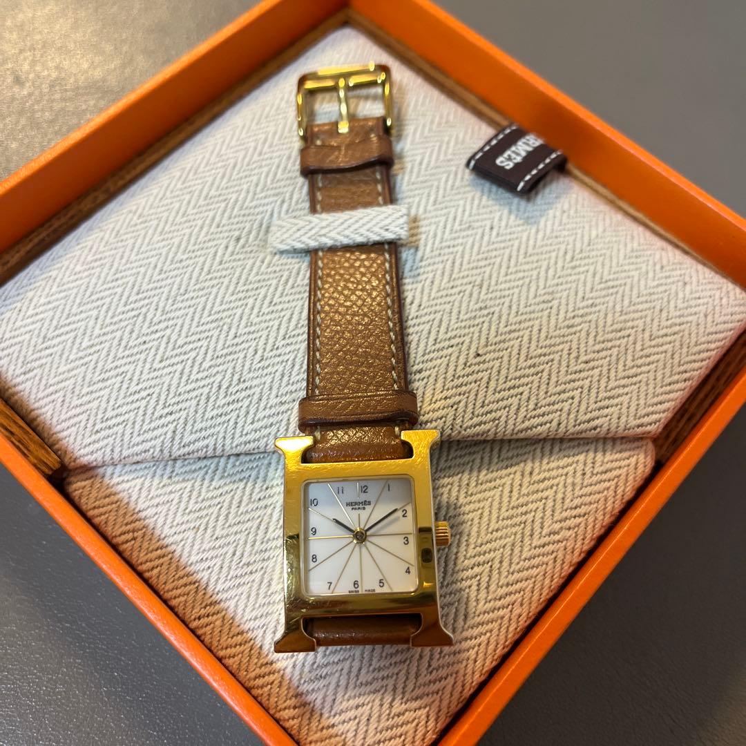 エルメス　Hウォッチ　キャメル革ベルト