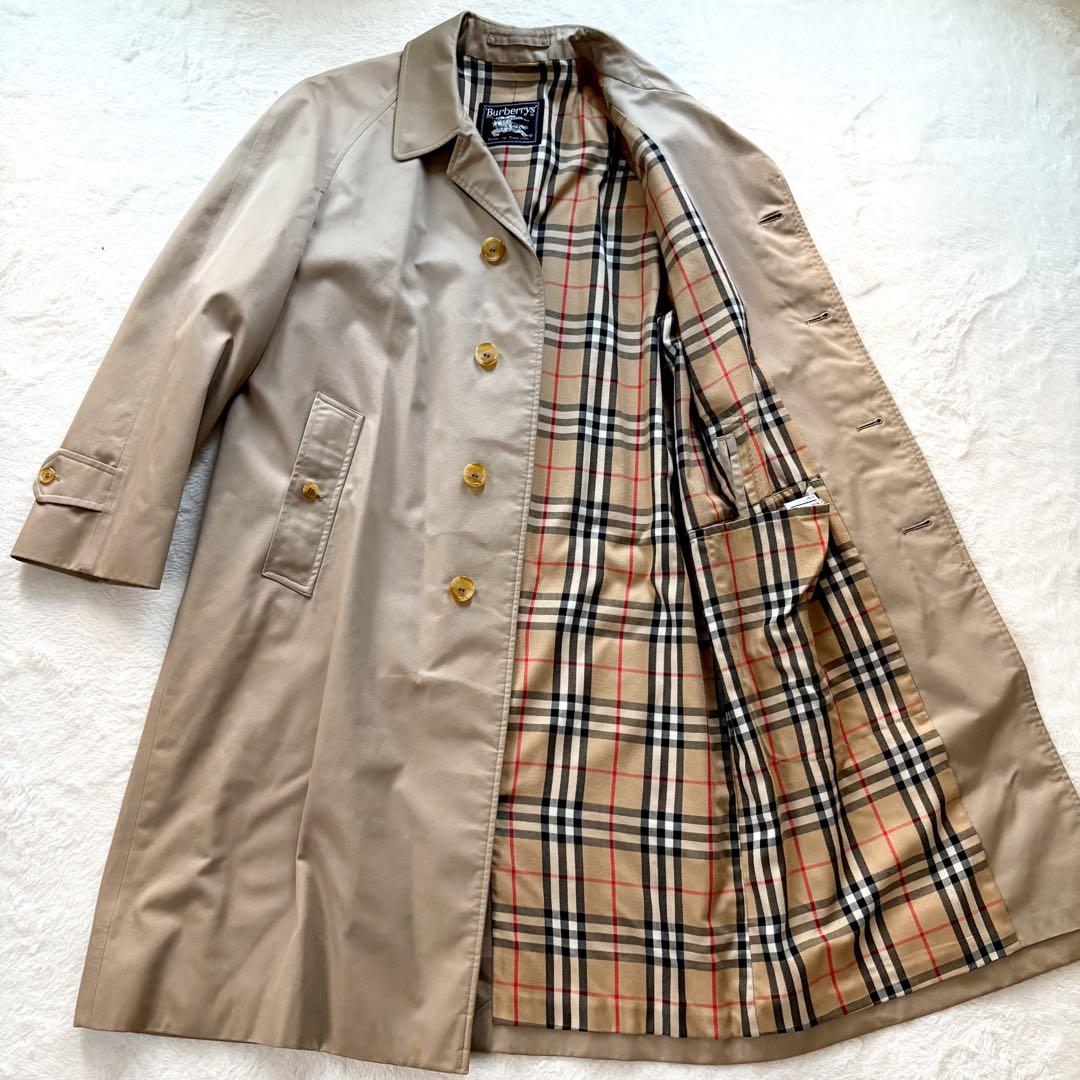 バーバリーズ　ステンカラーコート　ノバチェック　ベージュ　着用感L 英国製