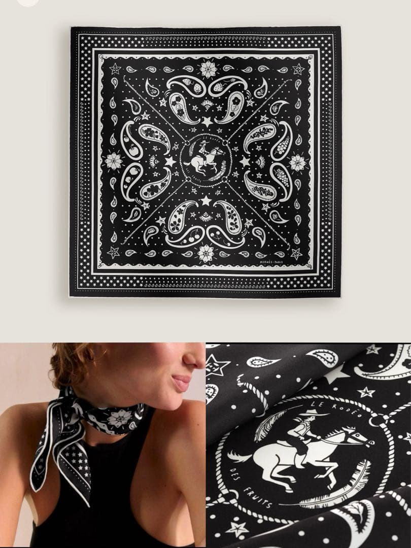 新作未使用★HERMES エルメス　シルクバンダナ 《ロデオ・デ・フルーツ》