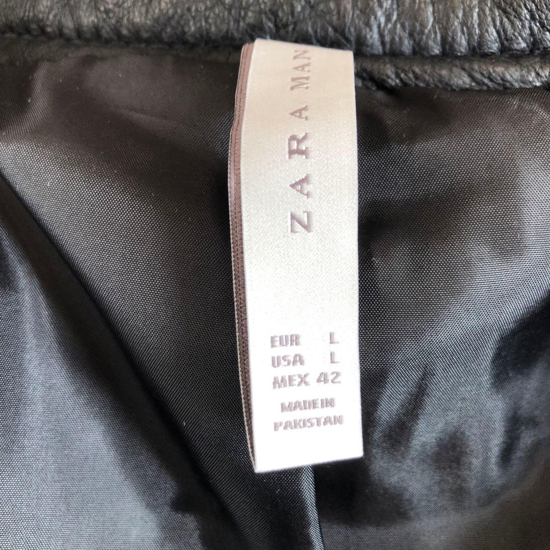 新品未使用　zara ザラ　リアルレザー　ライダース　革ジャン　Ｌサイズ