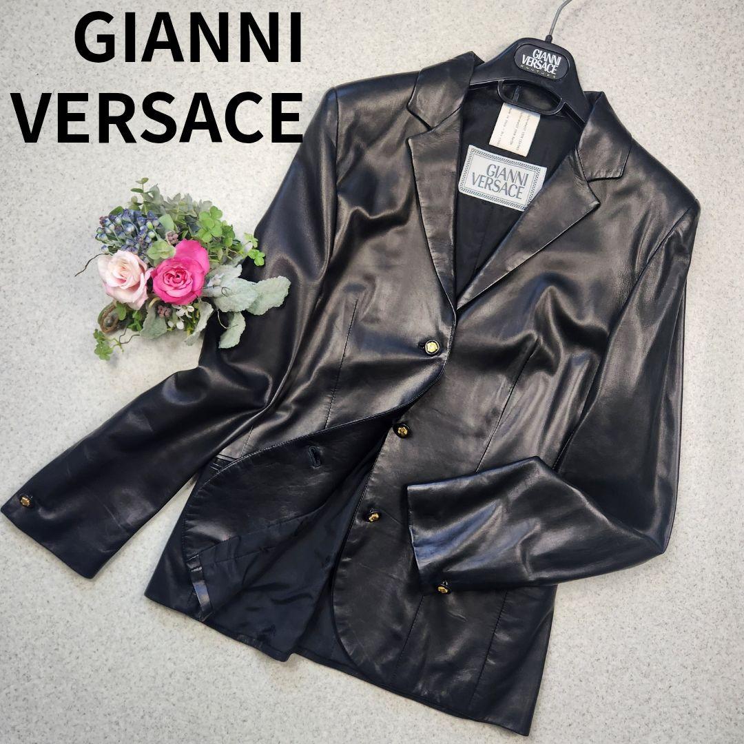 【希少✨極美品 】 ラムレザー ジャケット メデューサ ボタン イタリア製 40