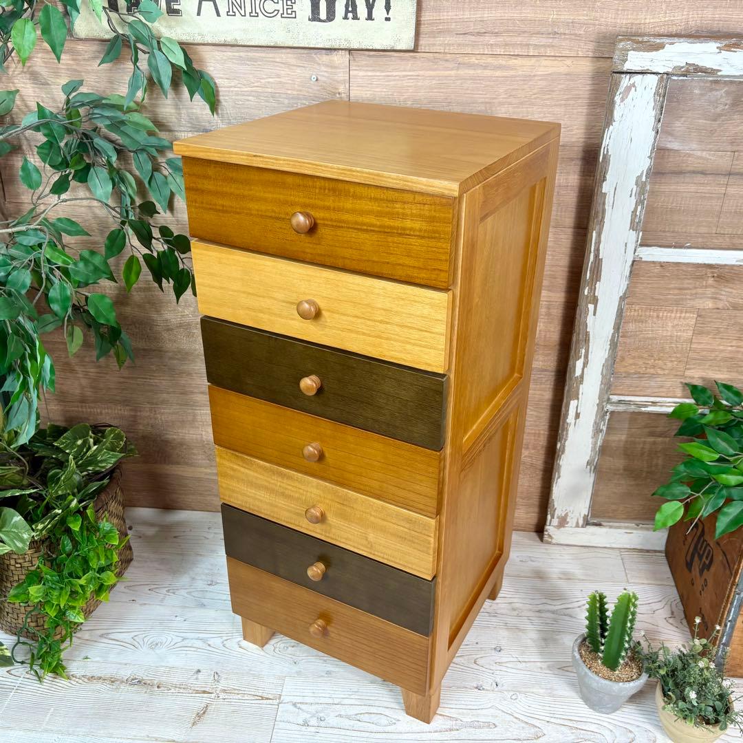 訳あり品【127】ナチュラルウッド桐材無垢木製カラー多引き出し7段チェストタンス