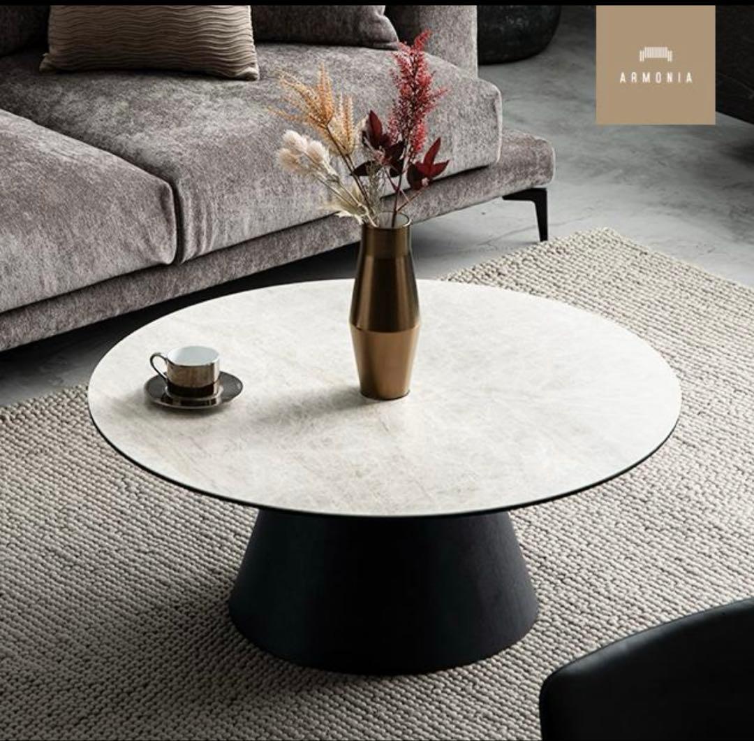 キ*ラ様 アルモニア　センターテーブル セラミック 円形 ブラックオーク リビン