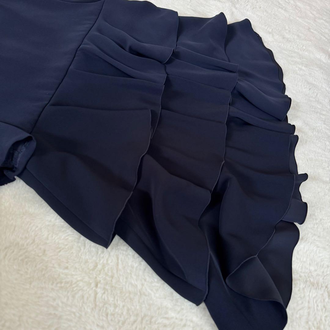 YOKO CHAN ティアードラッフルブラウス バックジップ　ネイビー　40