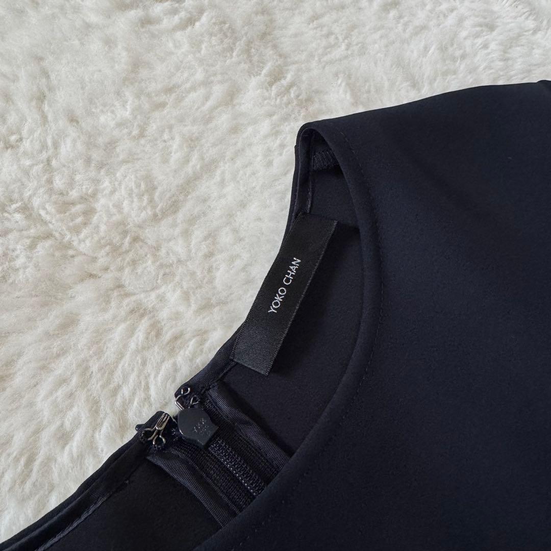 YOKO CHAN ティアードラッフルブラウス バックジップ　ネイビー　40