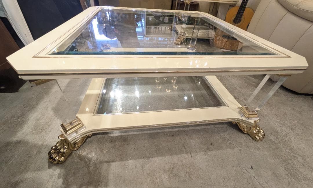 1【高級55万】 イタリア センターテーブル エレガント 猫脚 テーブル 大