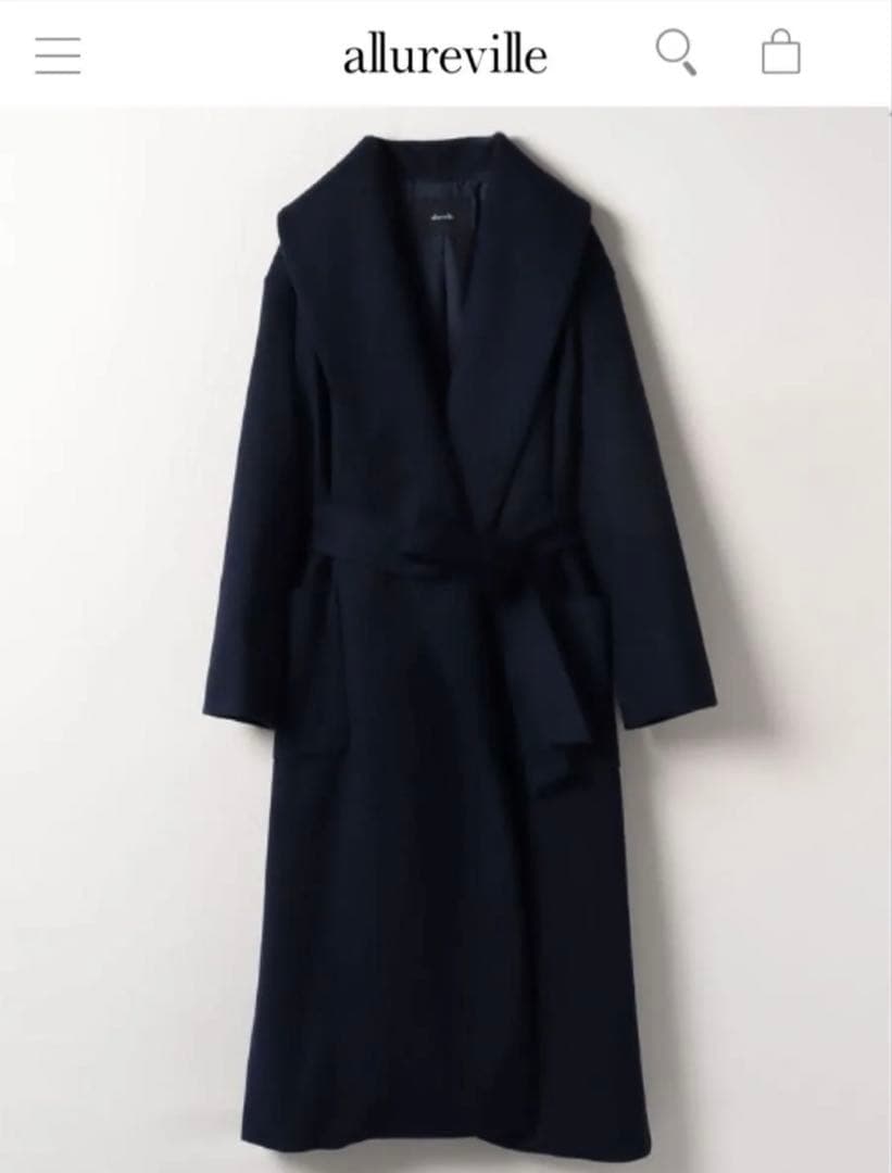 アルアバイル　ネイビー ロングコート ベルト付き