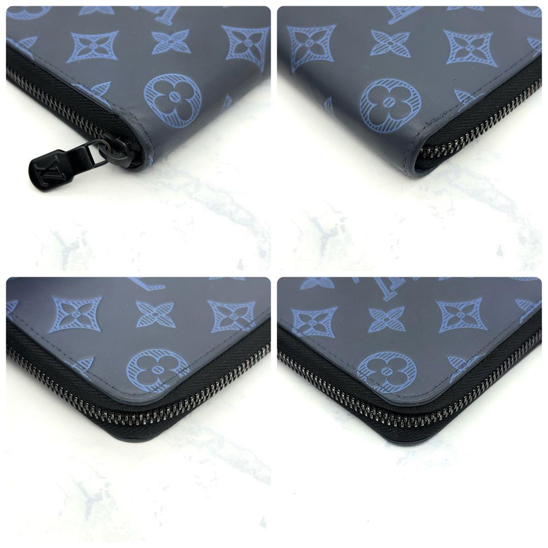 【新品に近い】ルイヴィトン モノグラムシャドウ ジッピーヴェルティカル ネイビー