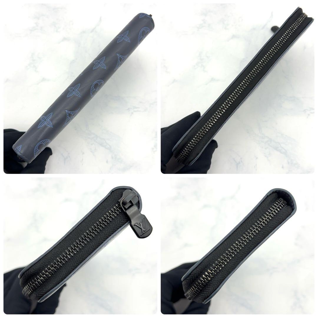 【新品に近い】ルイヴィトン モノグラムシャドウ ジッピーヴェルティカル ネイビー