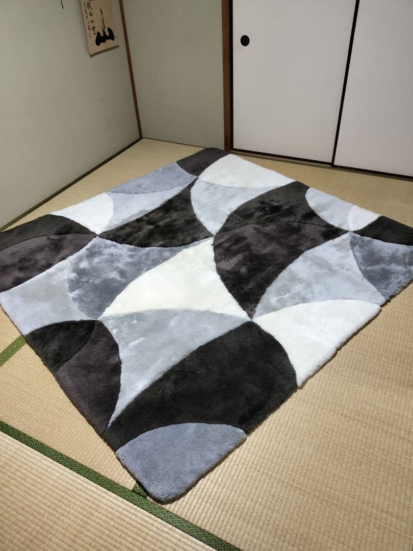 定価64万ニチロムートンラグカーペット200×200 クリーニング済み