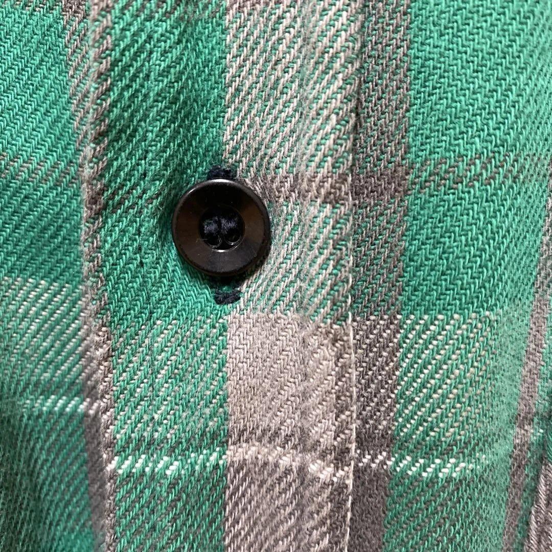 Sears チェック柄ネルシャツ XL(緑✖️グレー) 60s