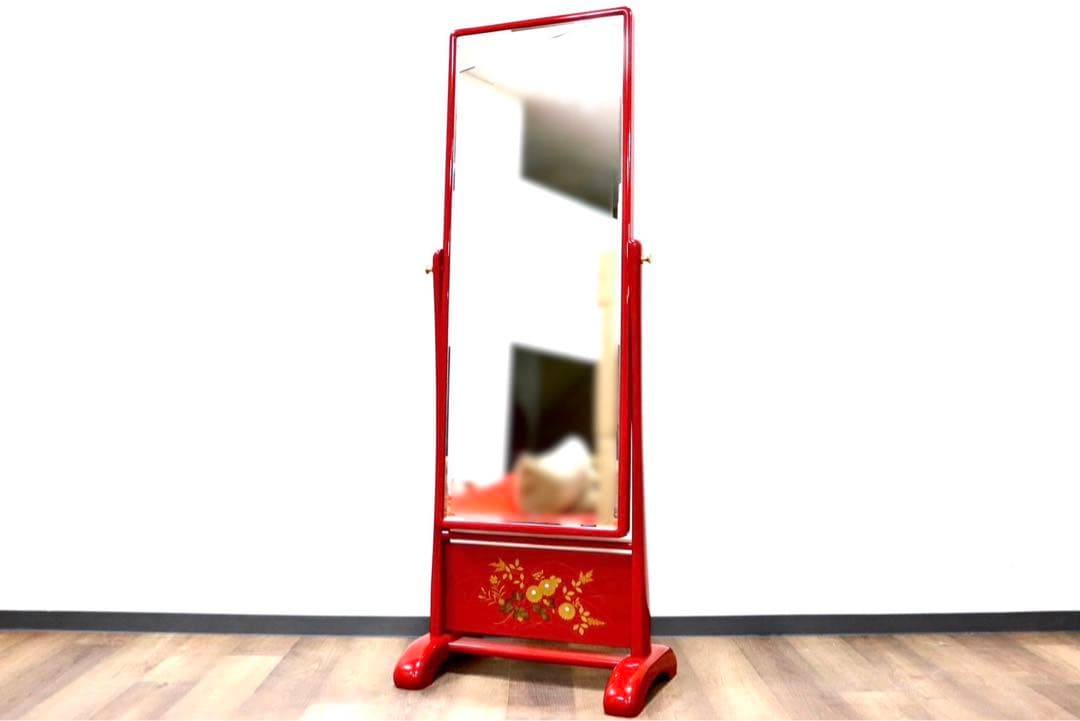 GMGF120○MATSUSO / 松創 秋草に朱 橘型 全身鏡 姿見 スタン