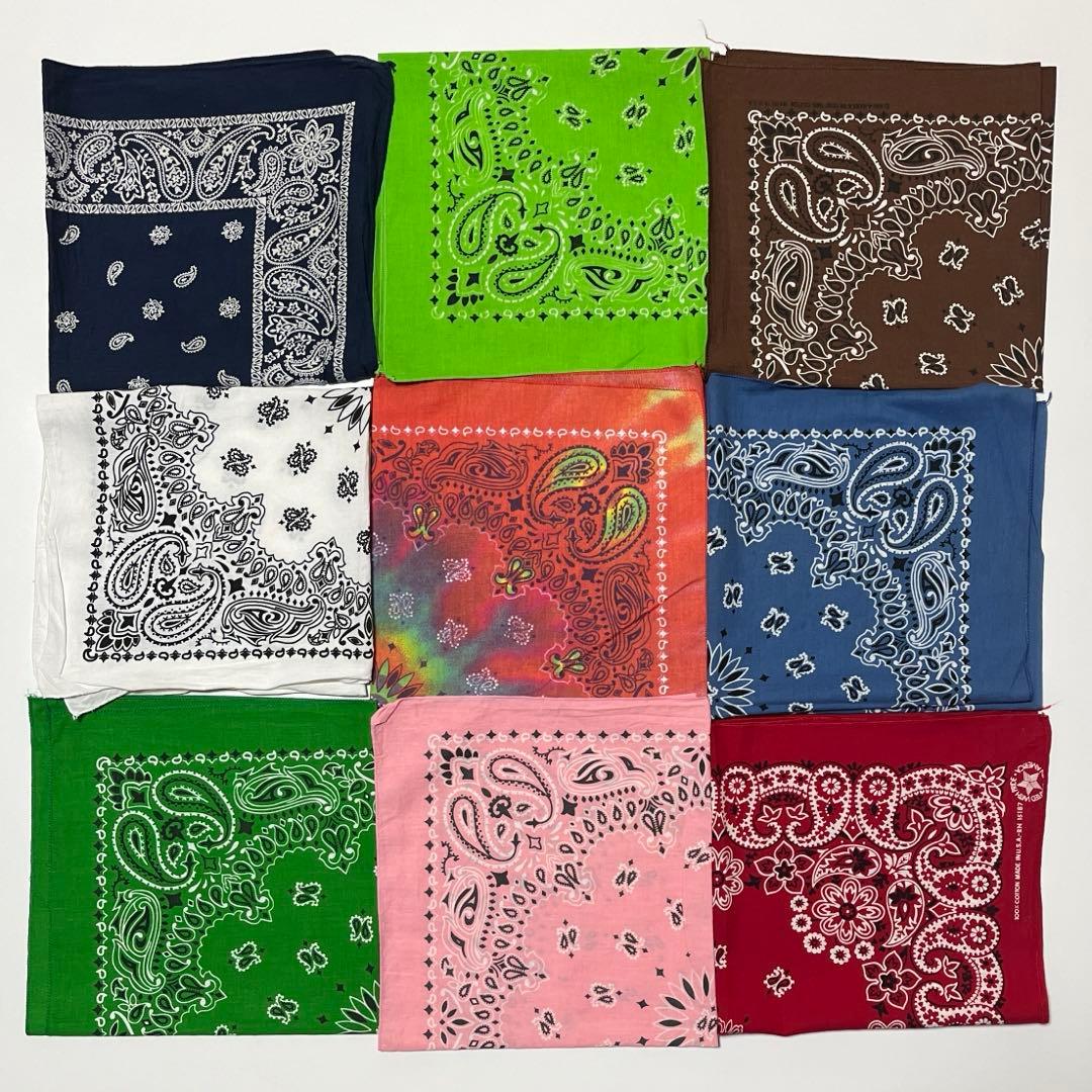 古着　US バンダナ　9枚まとめ売り　ヴィンテージ　ペイズリー　23