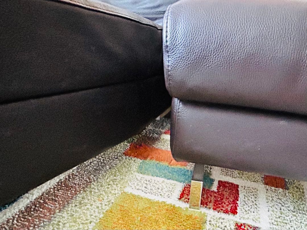 ダークブラウン 本革レザー L字型ソファ　カウチ