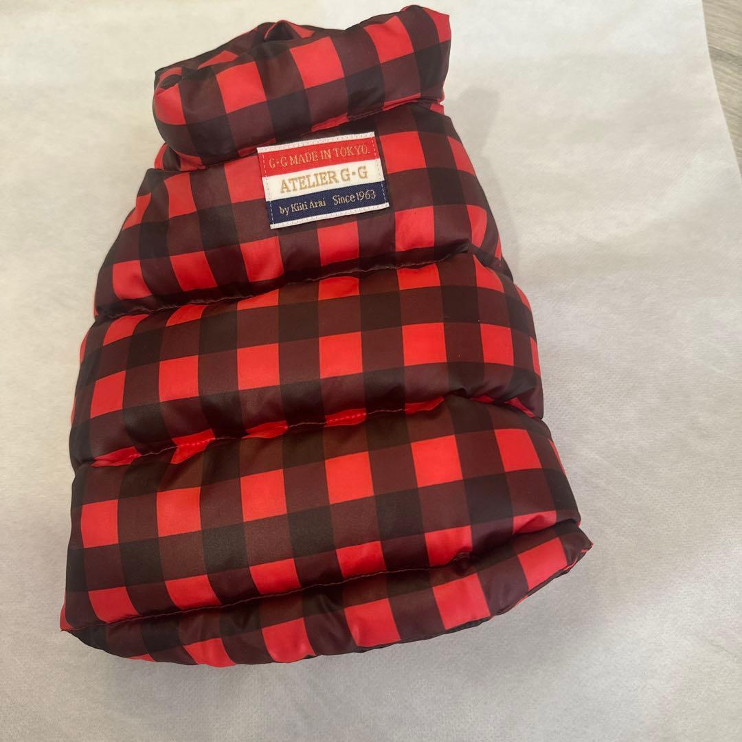 アトリエG G赤と黒 チェック柄 ダウンジャケット