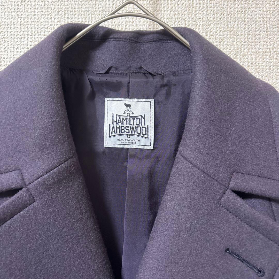 【未使用】ユナイテッドアローズ ハミルトン メルトン ロング コート パープル