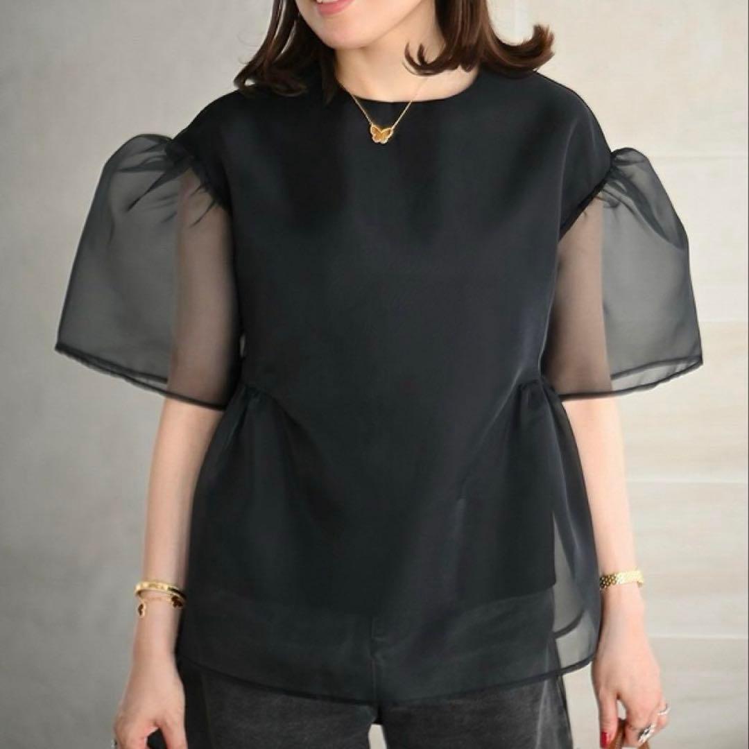 TREFLE+1 トレフルプラスワン　オーガンジートップス ブラック