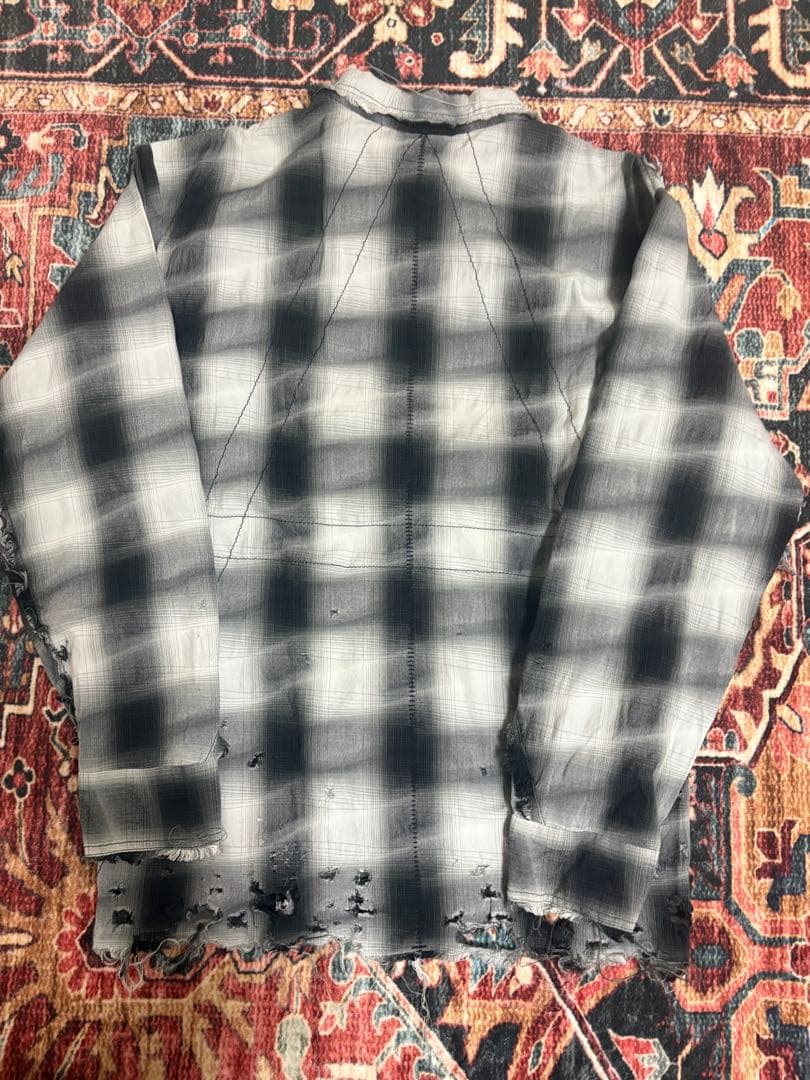 完売品　minus ネルシャツ　ダメージ加工　BORO