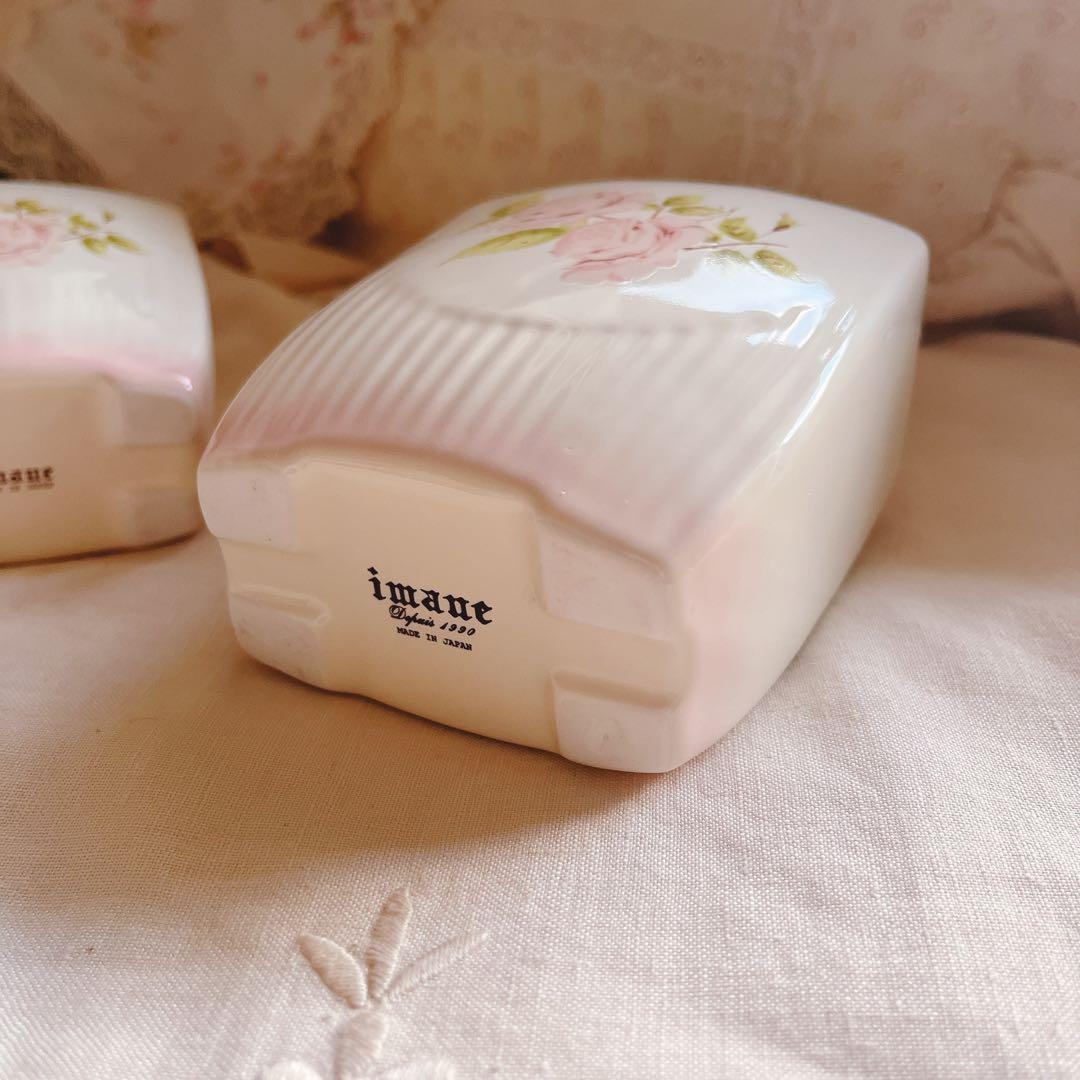 お値下げ♡イマンダイアナローズ陶器製花柄菓子入れ3点セットマニー薔薇アンティーク