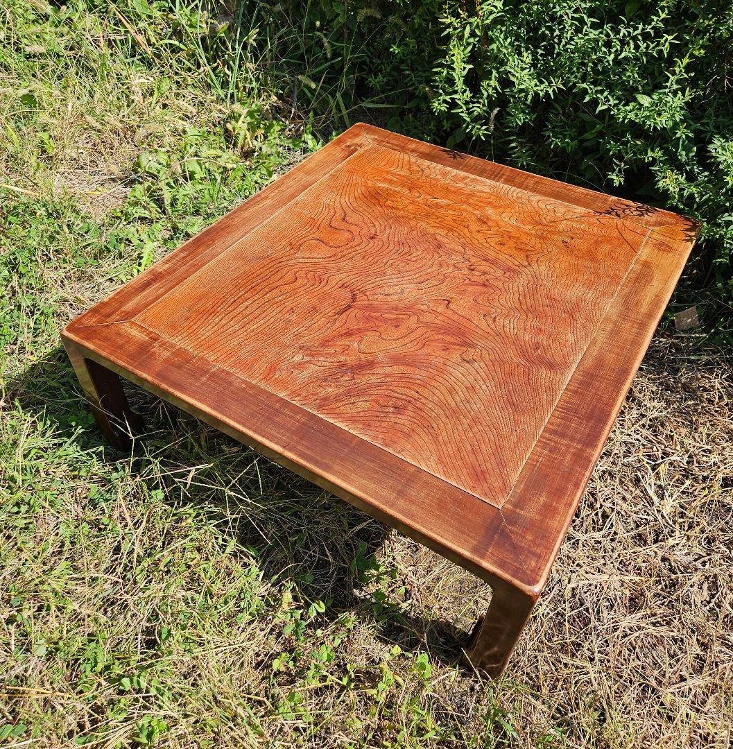 日本のアンティーク 古木の座卓 机 ローテーブル 飾り台 無垢材 木製 和家具