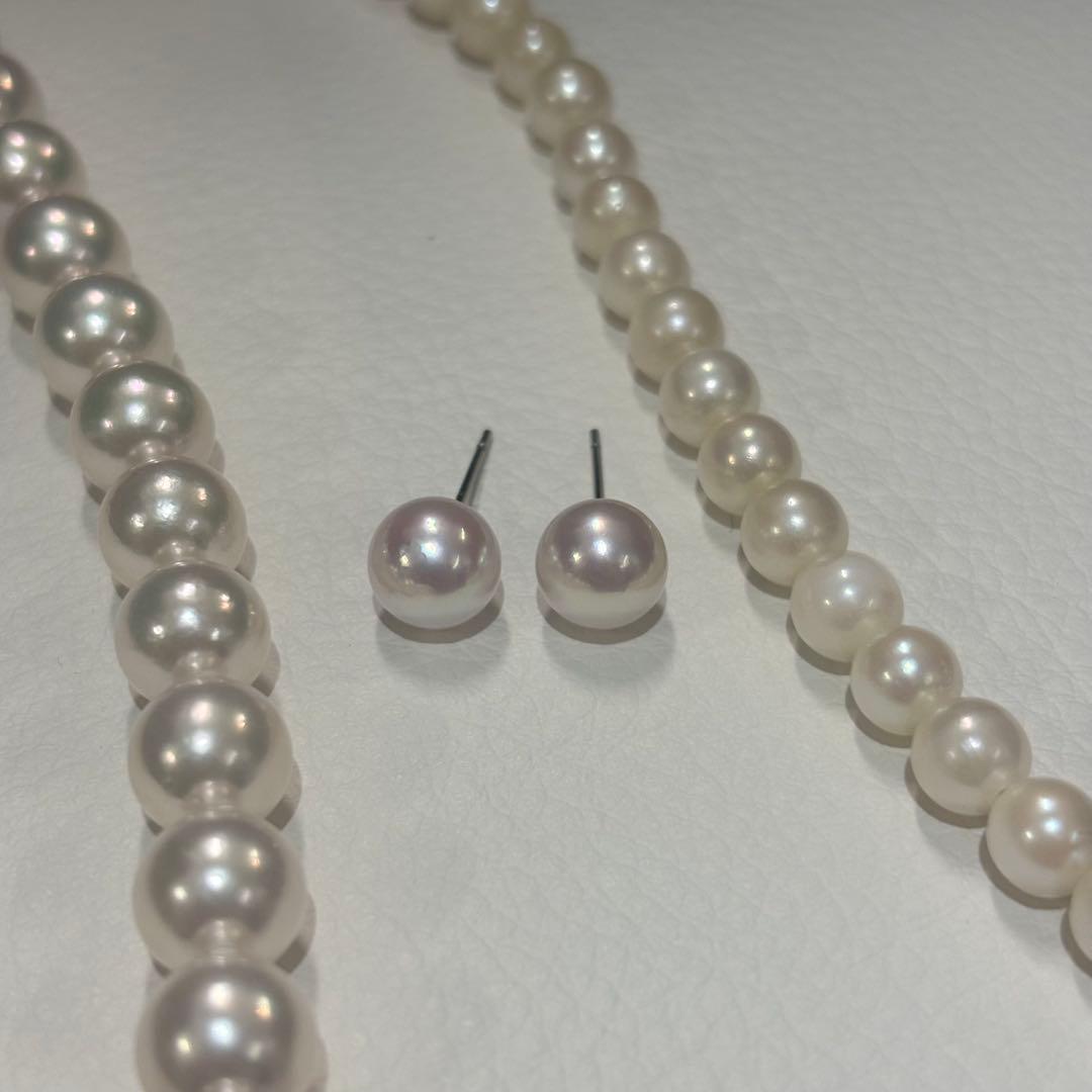 536 パールピアス　あこや真珠　8.2+8.3mm