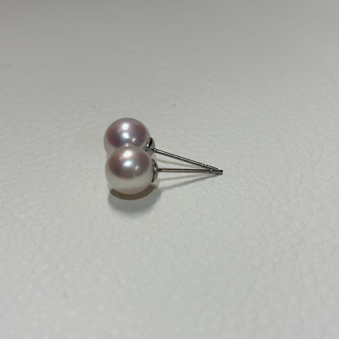 536 パールピアス　あこや真珠　8.2+8.3mm
