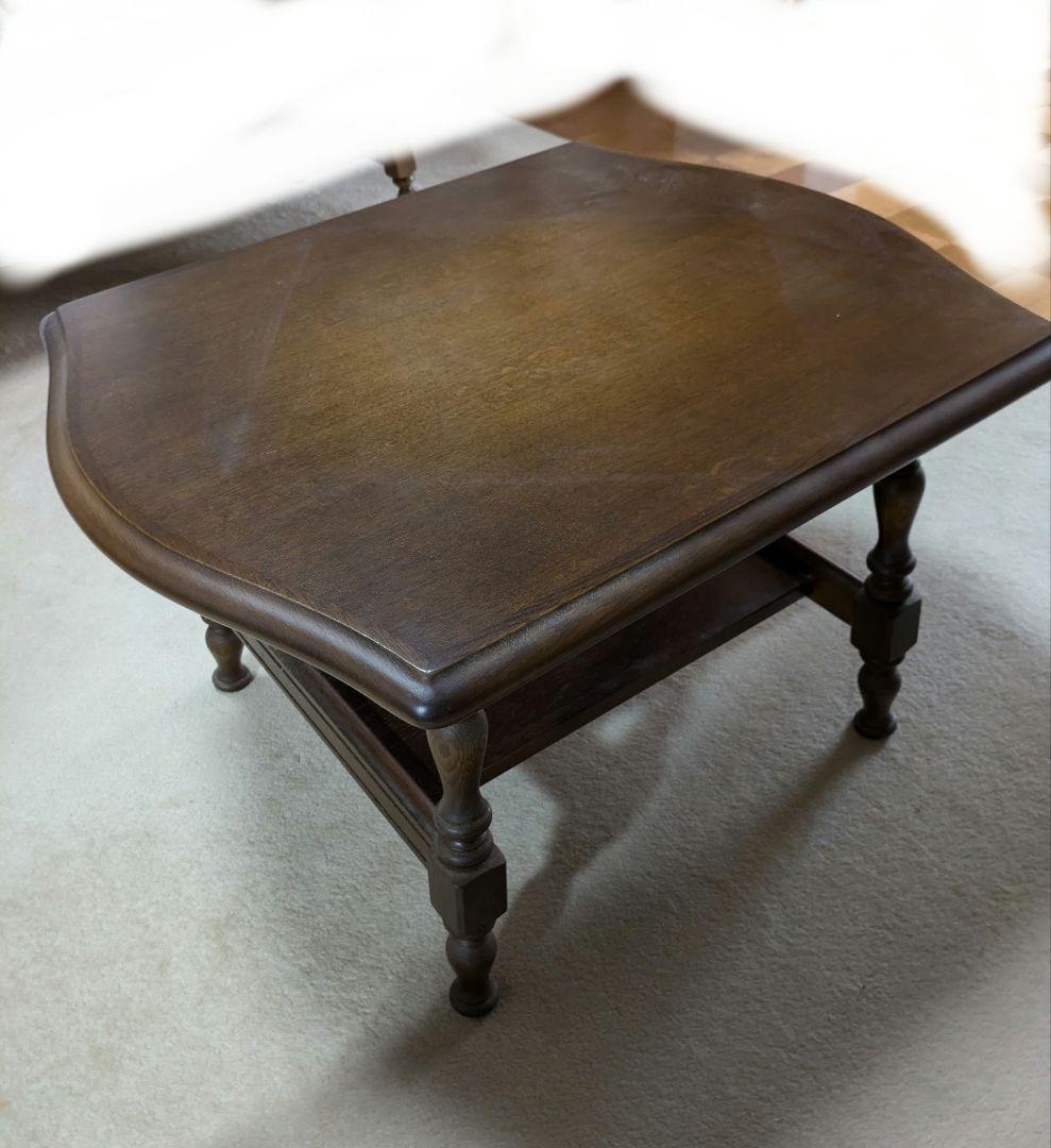 飛騨檜製コーヒーテーブル 茶色 角丸デザイン