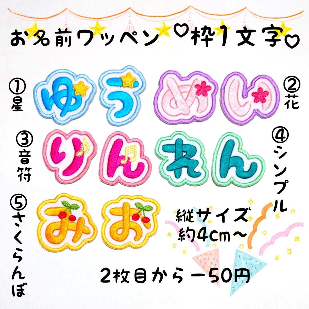 お名前ワッペン『枠1文字』