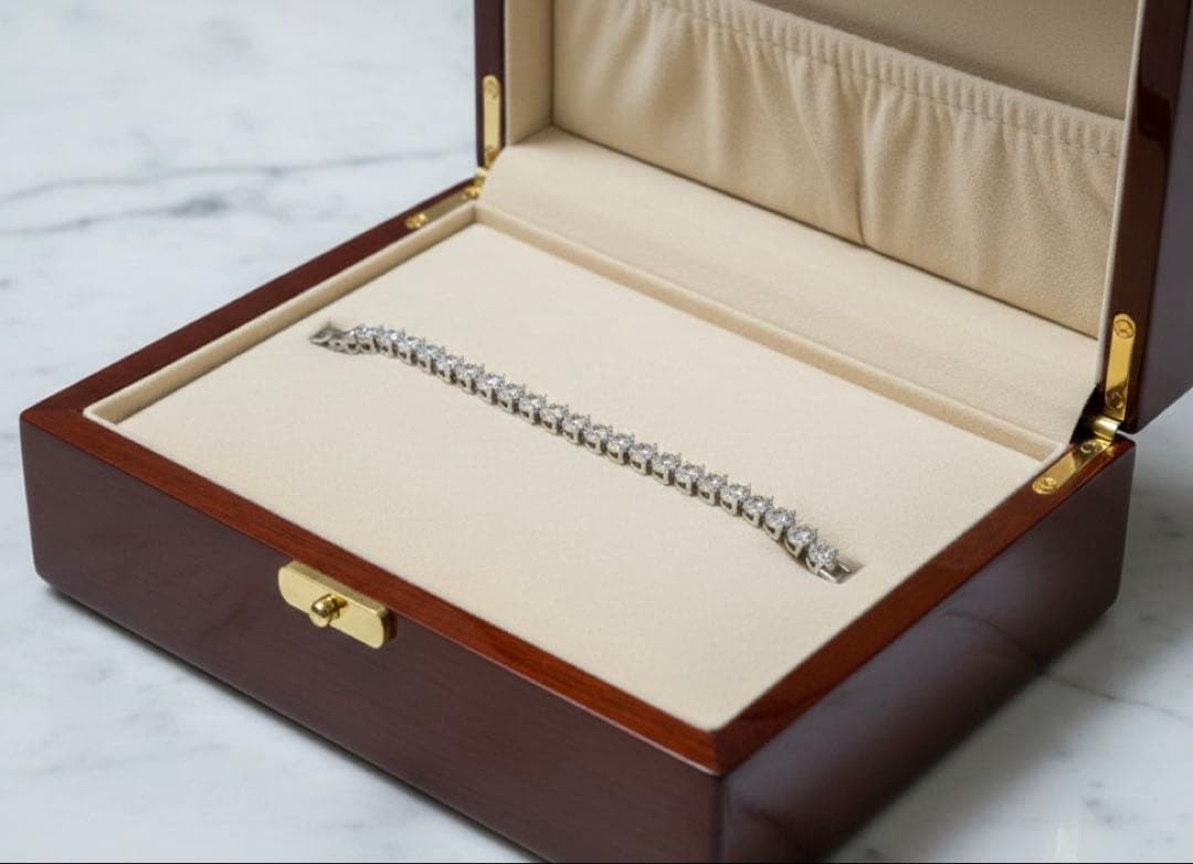 新品未使用　ハートシェイプフルエタニティブレスレットK18刻印