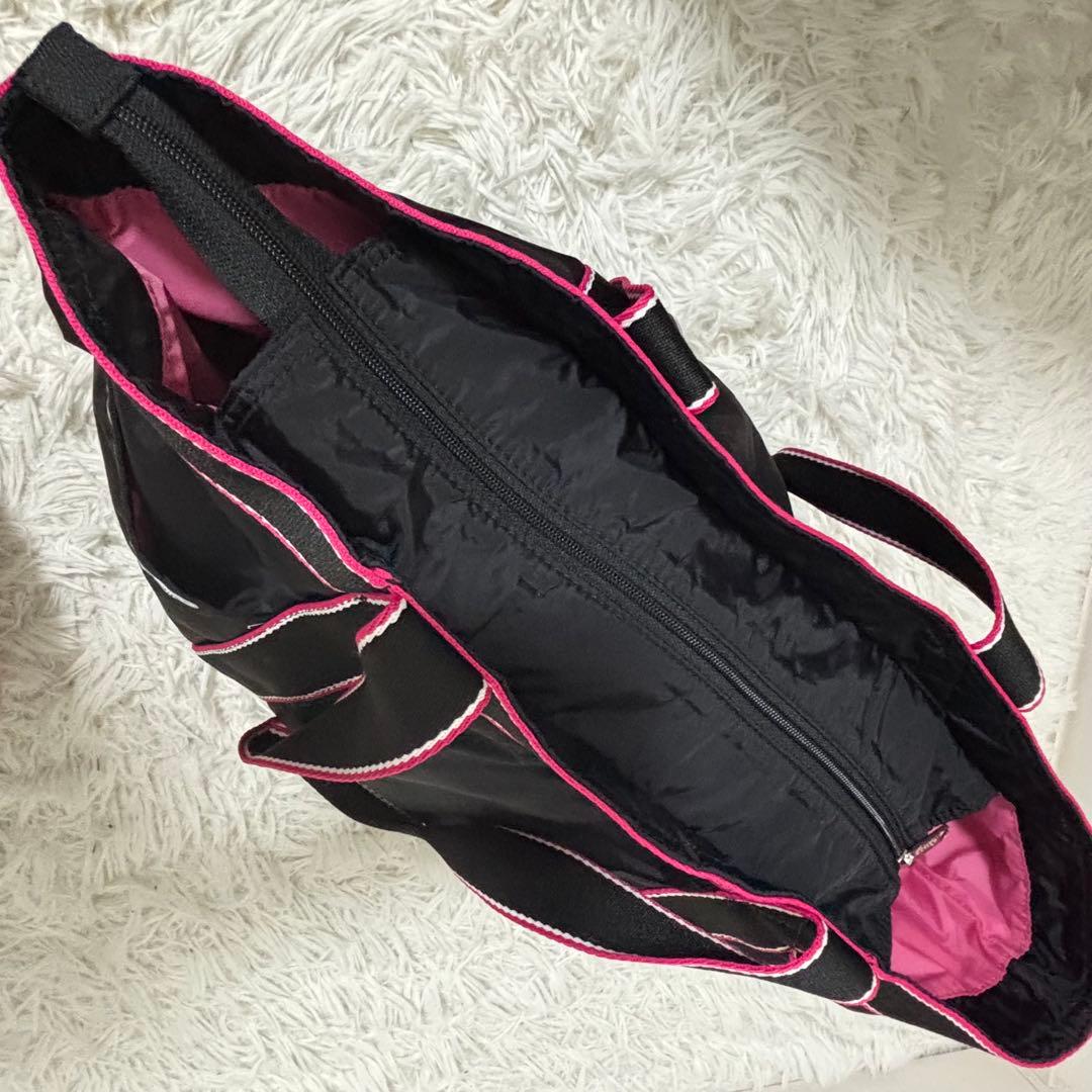 【極美品】LeSportsac レスポートサック 黒×ピンク トートバッグ