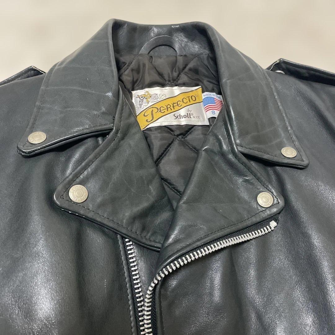 【美品】SCHOTT ダブルライダースジャケット 短丈 キルティング S