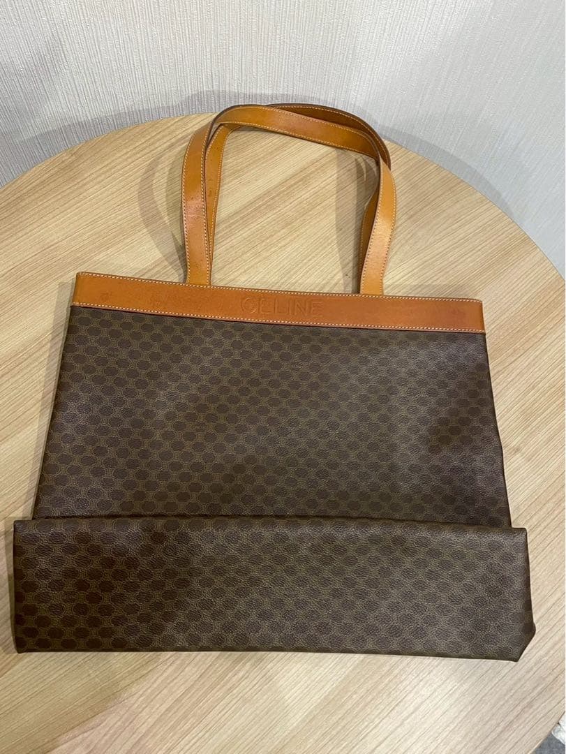CELINE ハンドバッグロゴ刻印 レザー PVC マカダム柄 トートバッグ
