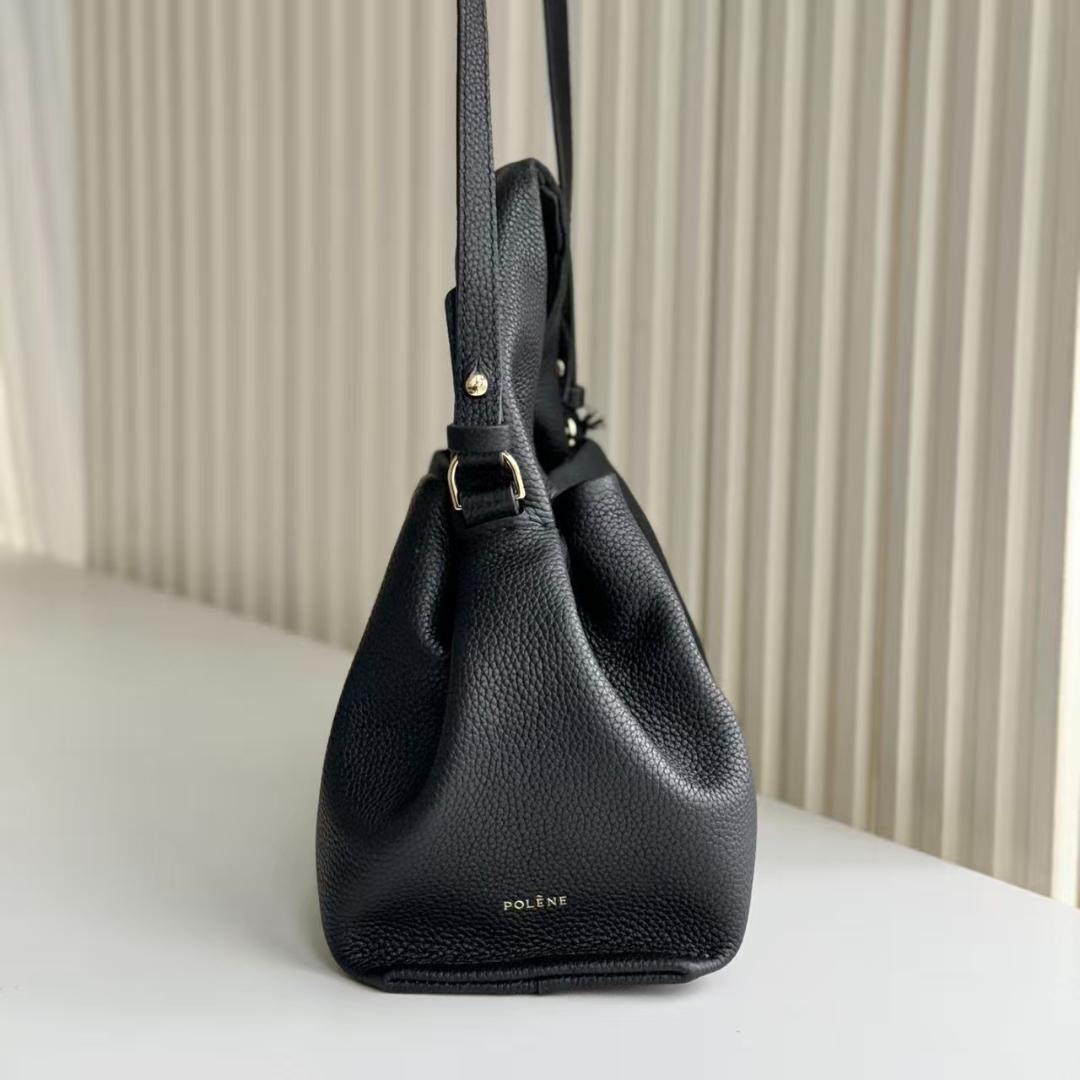 セール！Polène 黒 レザー ショルダーバッグ ハンドル付き mini