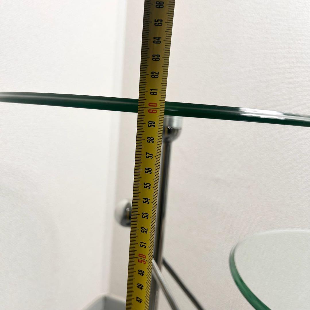 ガラス×大理石調 2段サイドテーブル モダンデザイン