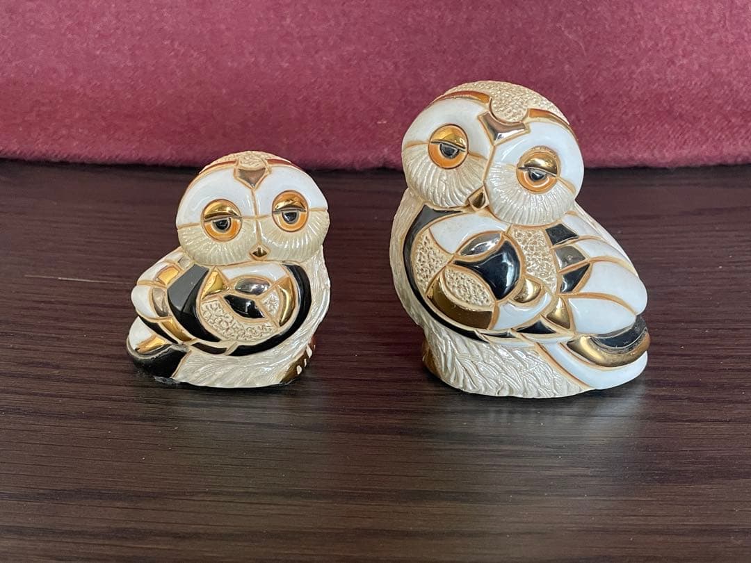 De Rosa デ・ローザ 高級 陶器 フィギュリン 置物 フクロウ　セット
