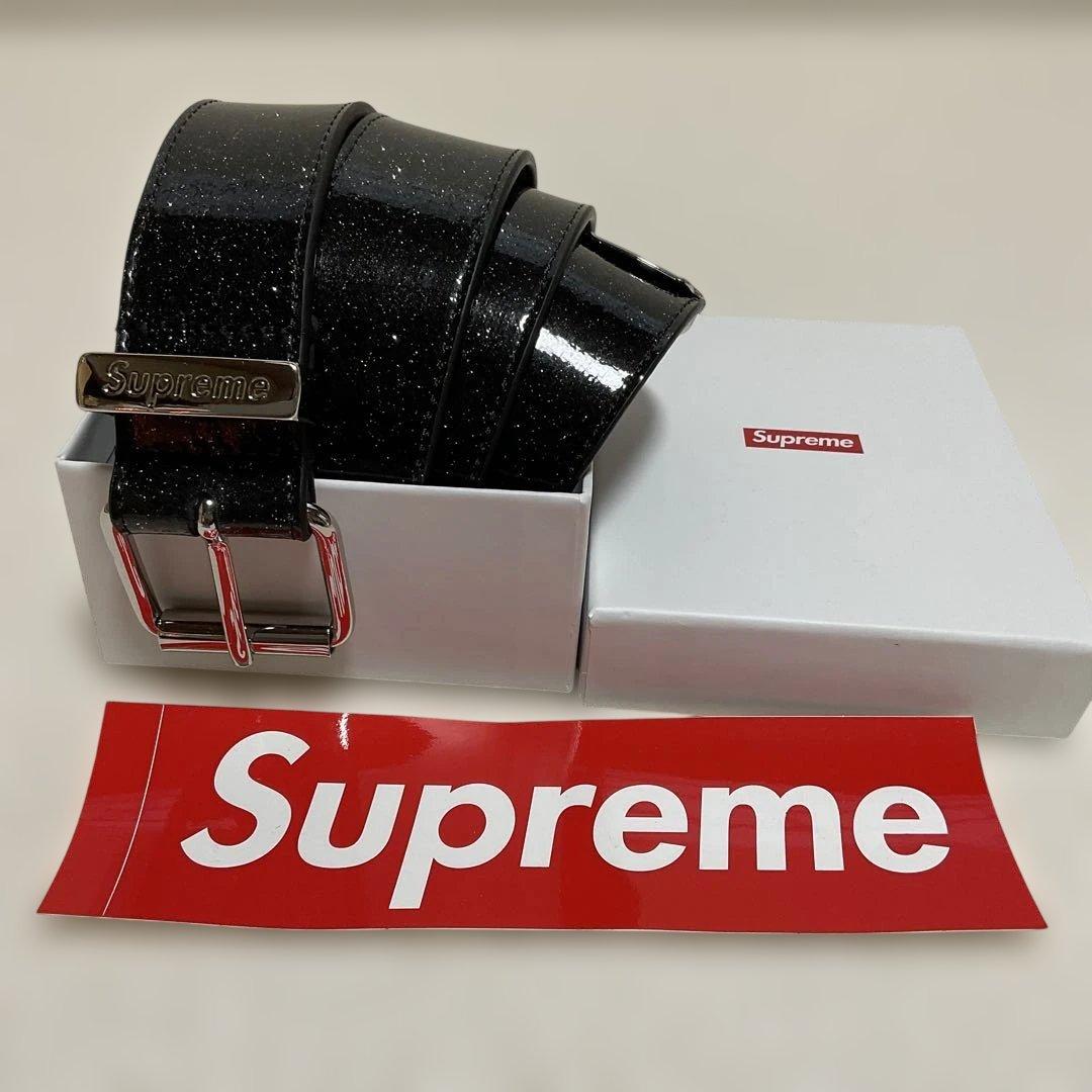 m*☆様 Supreme ブラックグリッターベルト 箱付き