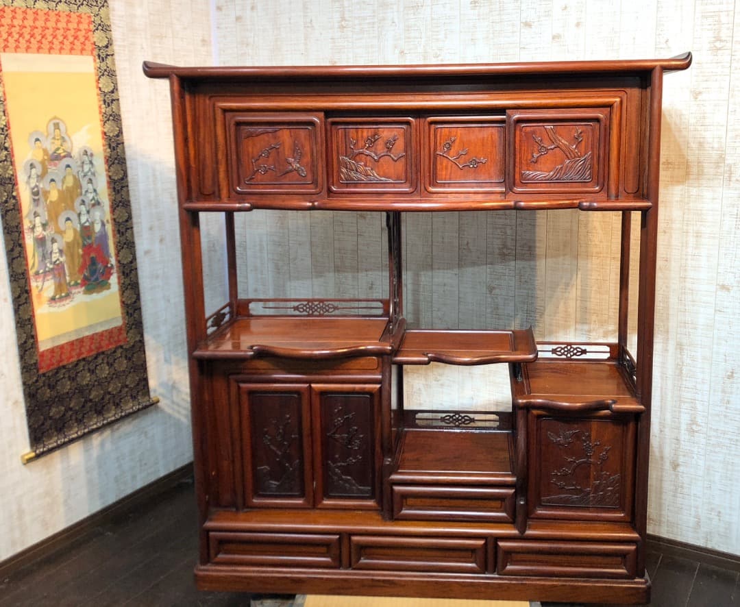 昭和レトロ　美しい　茶箪笥　飾り棚　古民家　カフェ　インテリア　アンティーク