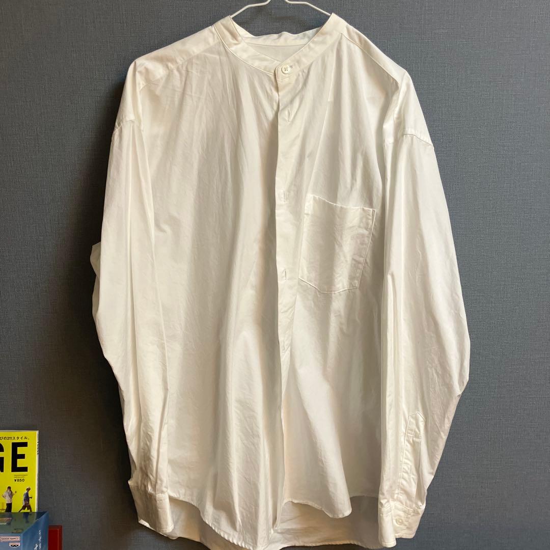 Cornier フィンクスコットン　バンドカラーシャツ　ホワイト　L