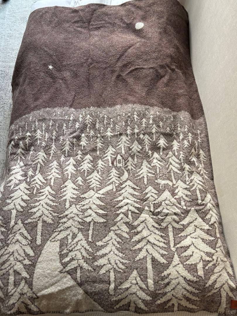 【値下げ⭐︎】クリッパン　ミナペルホネン　ウールシングルブランケット　ブラウン