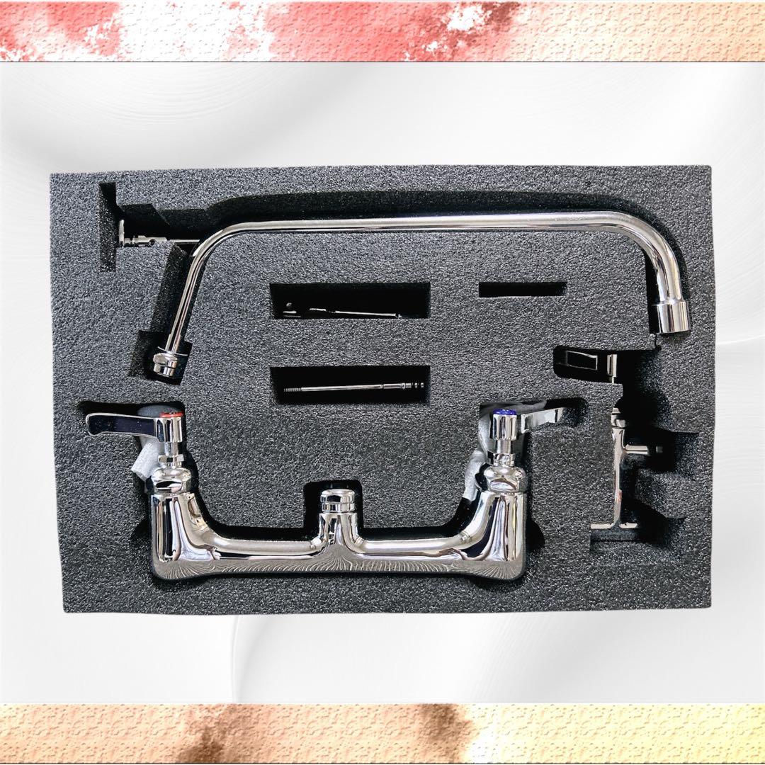 業務用 シンク用 蛇口 プリンススプレー付き 壁取り付けタイプ 30cm