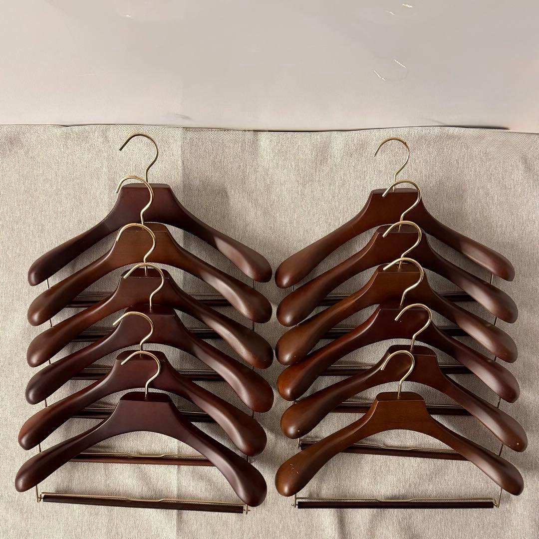 長塩産業　ながしお HNO木製ハンガー　幅40cm スライドバー付　12本セット