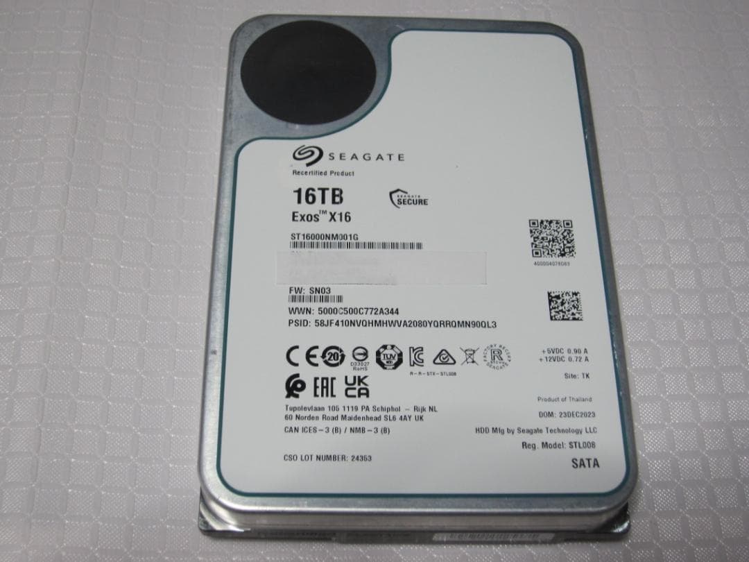 即日発送可 Seagate ST16000NM001G 16TBHDD ジャンク