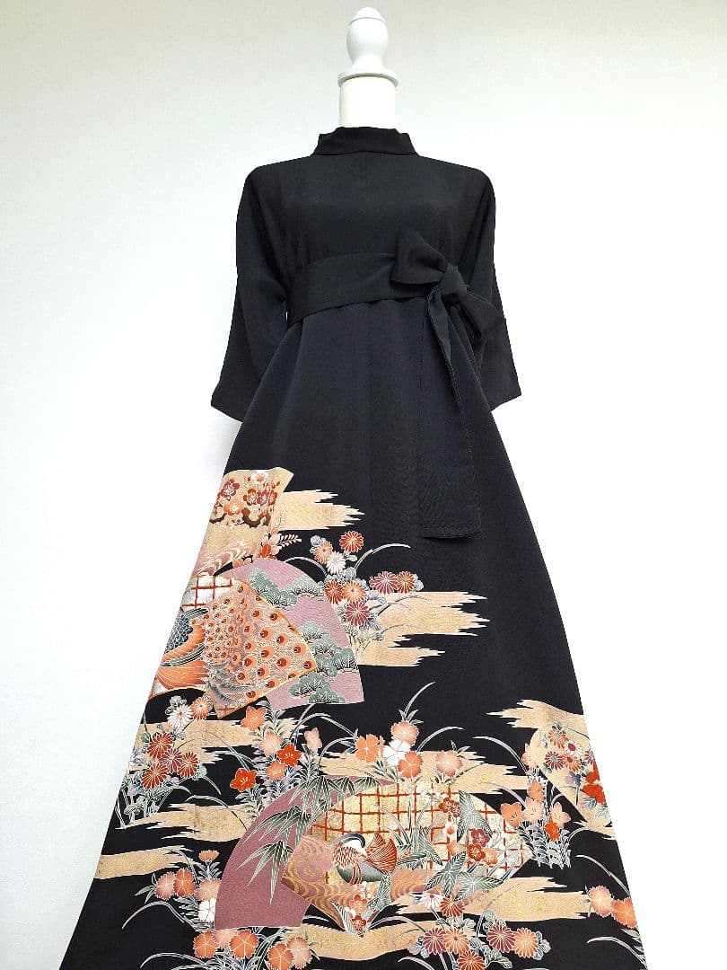 着物リメイクワンピース3634